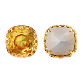 Light Topaz Cushion Square Shape High-Quality Glass Sew-on Nest Hollow Claw Rhinestones WholesaleRhinestone